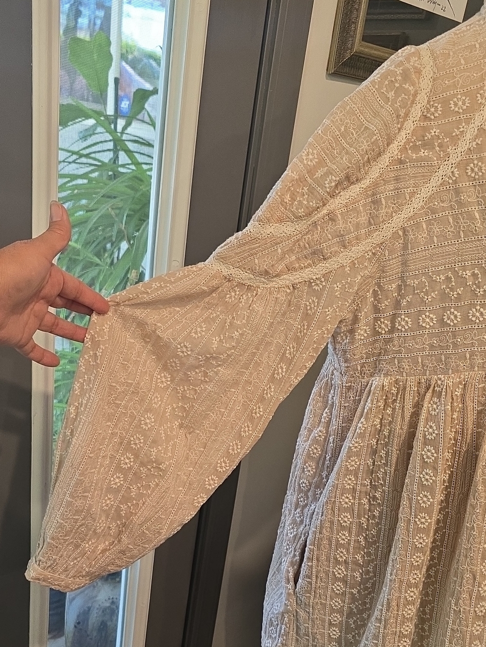 Impressions Beige Embroidered Mini Dress - Picture 9 of 11